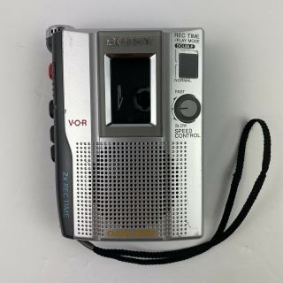 Sony Tcm - 200dv Handheld Silver Vintage Cassette Voice Recorder Vgc