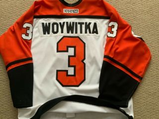 Authentic Game Worn Jeff Woywitka Ccm Philadelphia Flyers Jersey Size 56