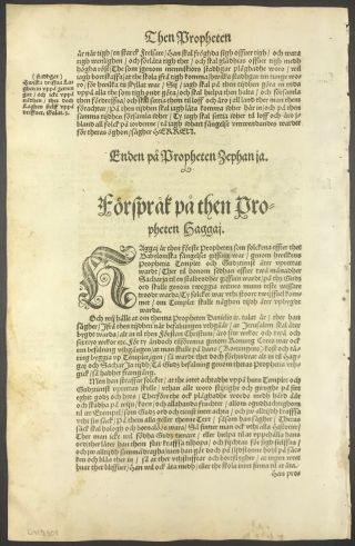 1541 Swedish Bible Leaf Gustav Vasa 1550 Danish Bible Leaf Christian Iii 1st Ed