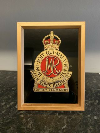 Surrey Yeomanry Queen Mary’s Regiment Vintage Framed Image Badge