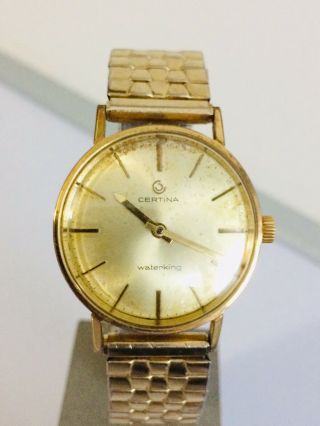 Vintage Certina Swiss Made Gold Plated Waterking Gents Wrist Watch Non Runner