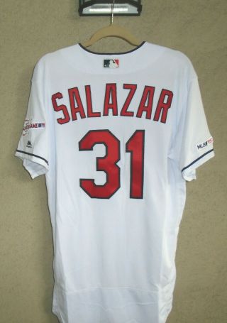 Danny Salazar 2019 White Cleveland Indians Team Issued Game Jersey As Game Patch