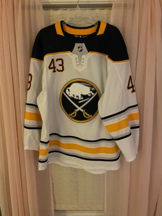 Game Worn Connor Sherry Buffalo Sabres Adidas 2018 - 2019 Away Jersey With