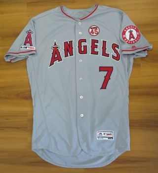 Zack Cozart 10/7/2019 Team Issued Angels Gray Road 7 Jersey Sz.  46 Skaggs Patch