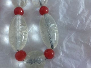 Pretty,  vintage cut glass and carnelian bead necklace 2