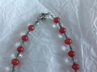 Pretty,  vintage cut glass and carnelian bead necklace 3