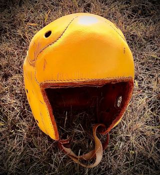 1930 - 40 Green Bay Packers Curly Lambeau Era Game Worn Leather Helmet Rep Hutson