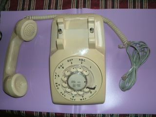 Vintage Rotary Desk Phone - Beige Color And