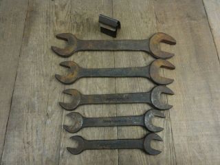 Vintage Flat Double Open Ended Spanner Wrench Set With Clamp Husky Whitworth
