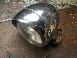 Vintage Chrome Miller Lamp And Bracket.  Scooter Motorcycle