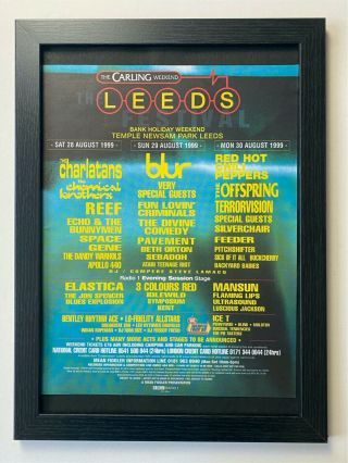 Leeds Festival 1999 Charlatans Blur - Vintage 1999 Framed A3 Advert Poster [l04]