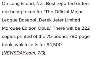 10/222 Derek Jeter Signed Yankee Stadium Wall MLB Opus Book 75Lb 20x20 $4500srp 6