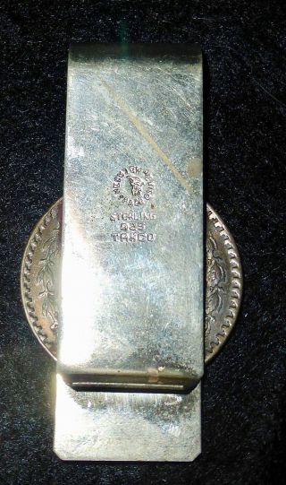 Vintage 1958 Sterling Silver Money Clip Mexico 1 Peso Coin with Eagle 2