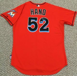 Brad Hand Game Jersey Size 48 52 2014 Miami Marlins With Auto Mlb Holo