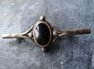 Vintage Whitby Jet Sterling Silver Brooch Signed Rw - X92