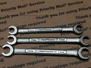 Craftsman Usa Metric Flare Nut Line Wrench Set 9 - 14mm 3pc Vintage Vv