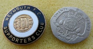Vintage Weymouth Fc Supporters Club Enamel Football Non League Pin Badge
