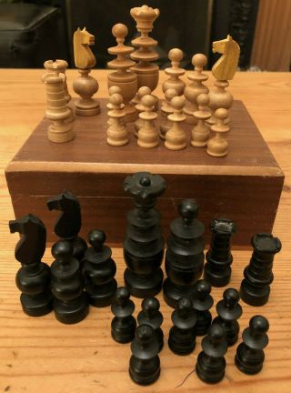 Small Vintage French Regence Style Chess Set,  King 6.  3cm