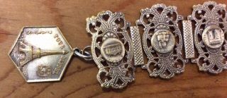 Vintage Silver White Metal Bracelet,  1930 ' s.  souvenir of the Tour Eiffel Paris 2