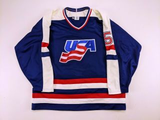 1990s Mike Ramsey Team Usa Game Issued Hockey Jersey Tackla