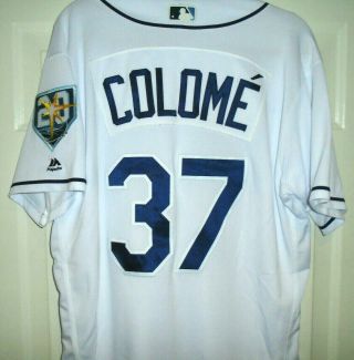 Alex Colome 2018 Tampa Bay Rays Home Team Game Issued Jersey 20th Patch