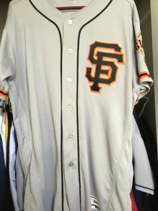 2018 Buster Posey San Francisco Giants Game Road Jersey.  Size 46 Mlb Auto