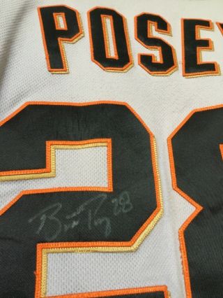 2018 Buster Posey San Francisco Giants game road jersey.  Size 46 MLB AUTO 3