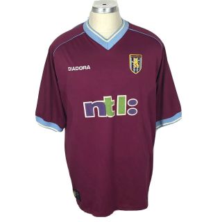 Aston Villa 2001/2002 Vintage Home Football Shirt Size 50/52” Diadora Ntl Men’s