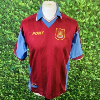 Vintage Retro West Ham United Home Football Shirt 1997 - 98 Adults Size S Small