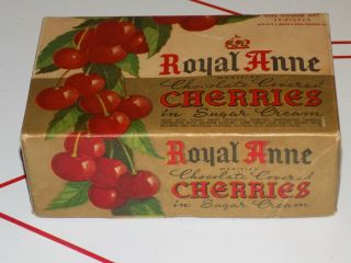 Vtg Brach’s Royal Anne Chocolate Cream Covered Cherries 1 Lb Candy Box Chicago