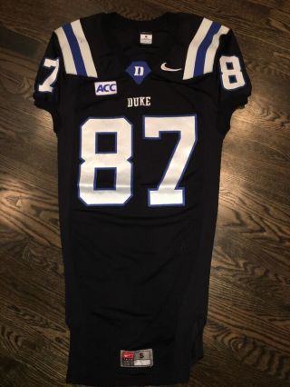 Game Worn Duke Blue Devils Football Jersey Nike 87 Size S