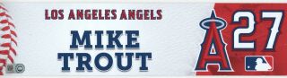 Mike Trout Game 9/14/2017 Angels Mlb Locker Name Plate 27 Vintage Mvp Hof
