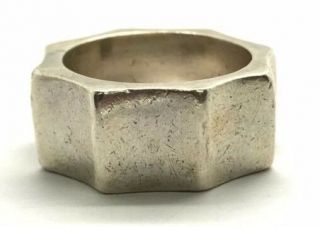 Mexico Taxco Vintage Oxidized Sterling Silver Wedge Bolt Wide Cocktail Band Ring