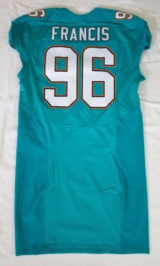 96 A.  J.  Francis Of Miami Dolphins Nfl Locker Room Game Issued With 50th Patch