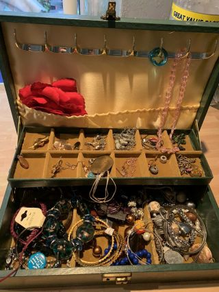 Large Vintage Mele Jewellery Box Full Of Vintage Costume Jewellery Fabulous