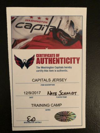 Nate Schmidt Washington Capitals Training Camp Game Worn Jersey NHL 4
