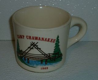 Boy Scout Mug Cup Vtg 1969 Camp Chawanakee Bridge