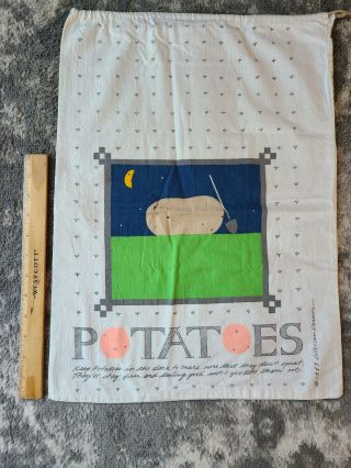 Vintage 1983 Lillian Vernon Potato Sack Bag Cotton Drawstring Euc