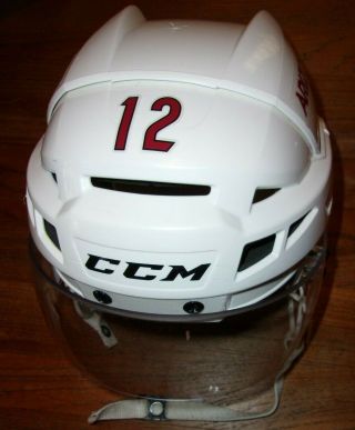 Arizona Coyotes Brad Richardson Game - Worn Ccm White Road Helmet 12 (2015 - 2016)