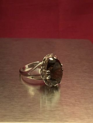 Vintage 1970’s Solid Sterling Silver Oval Citrine Ring Size M Fully Hallmarked.