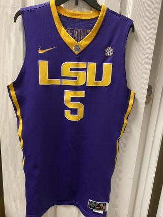 Nike Elite Lsu Basketball Game Issued/worn Jersey 2017 - 18 Size 50,  2 Length 5