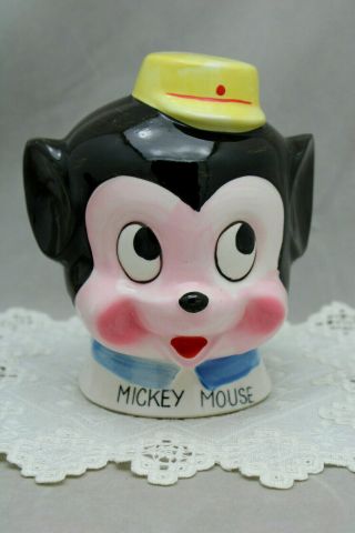 Vintage Mickey Mouse Coin Bank Ceramic © Walt Disney Prod.  6 " Tall