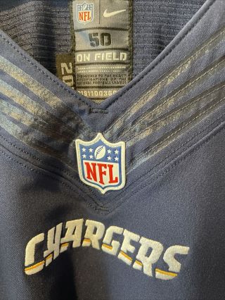 Authentic Team Issued Los Angeles Chargers Jersey With Quarterback Sleeves Sz 50 2