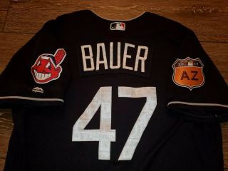 2017 Trevor Bauer Cleveland Indians Game Spring Training Jersey Chief Wahoo 3