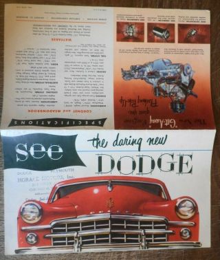 Cool Vintage 1949 Dodge Coronet Meadowbrook Wayfarer Models Advertising Brochure