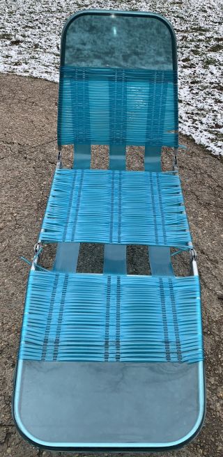 Vintage Folding Lawn Lounge Chair Beach Deck Pool Vinyl Tube 80s 90s Aluminum