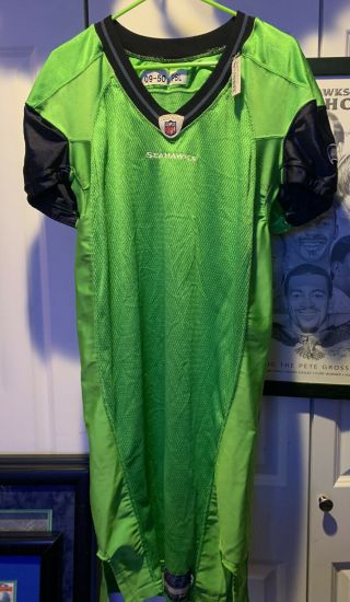Seattle Seahawks Football Team Issued Color Rush Game Jersey 2009 Reebok Blank