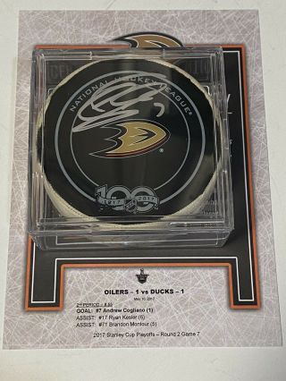Game Goal Puck Anaheim Ducks Andrew Cogliano Gm 7 Plyoff Signed Autographed