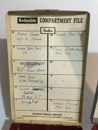 2 Vintage Kodak Kodaslide compartment file fold - out metal slide boxes 1952 - 1967 2