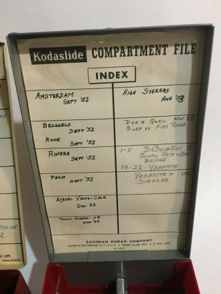 2 Vintage Kodak Kodaslide compartment file fold - out metal slide boxes 1952 - 1967 3